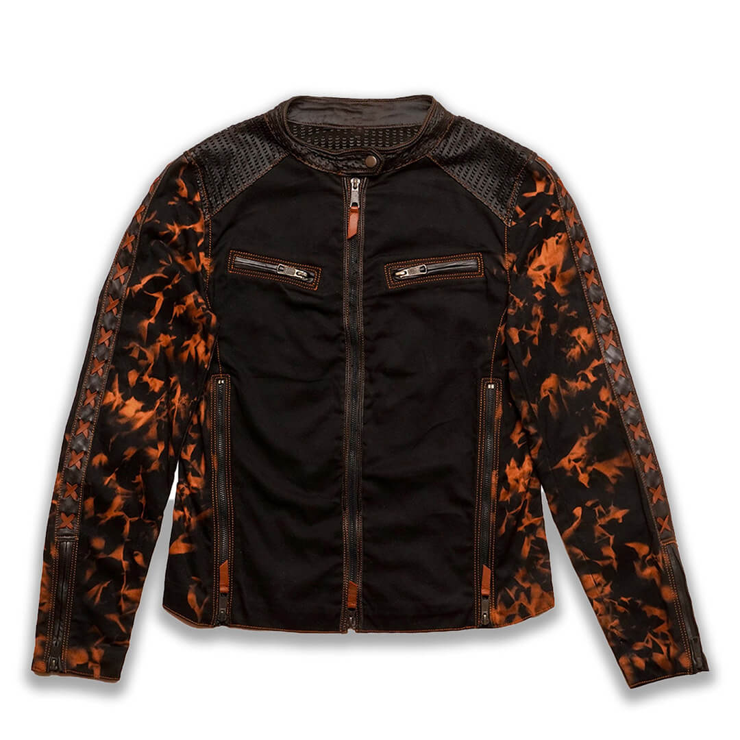 Naomi Floral Leather Twill Jacket - Leather Jacketss