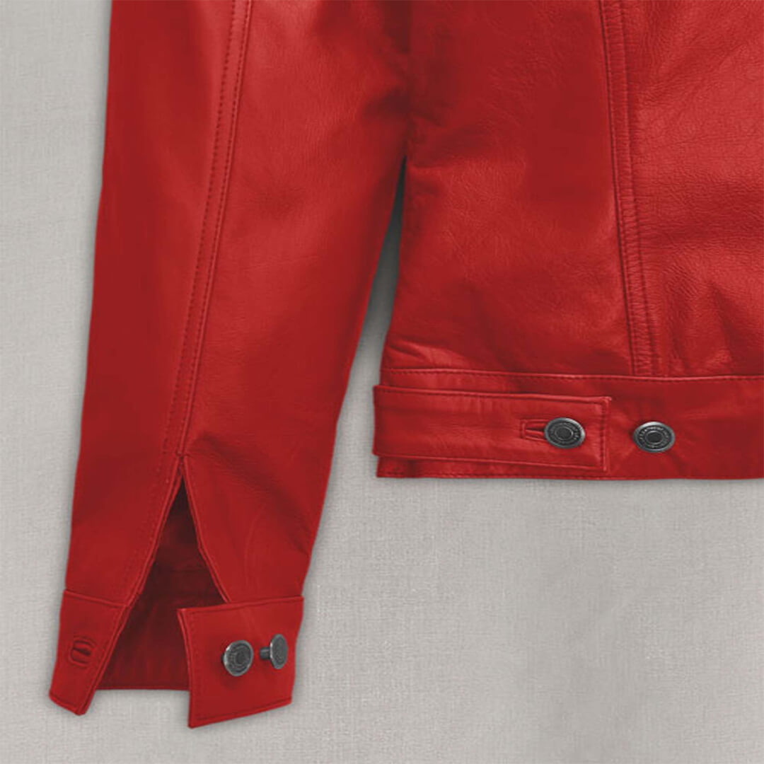 Supreme Trucker Red Leather Jacket - Leather Jacketss