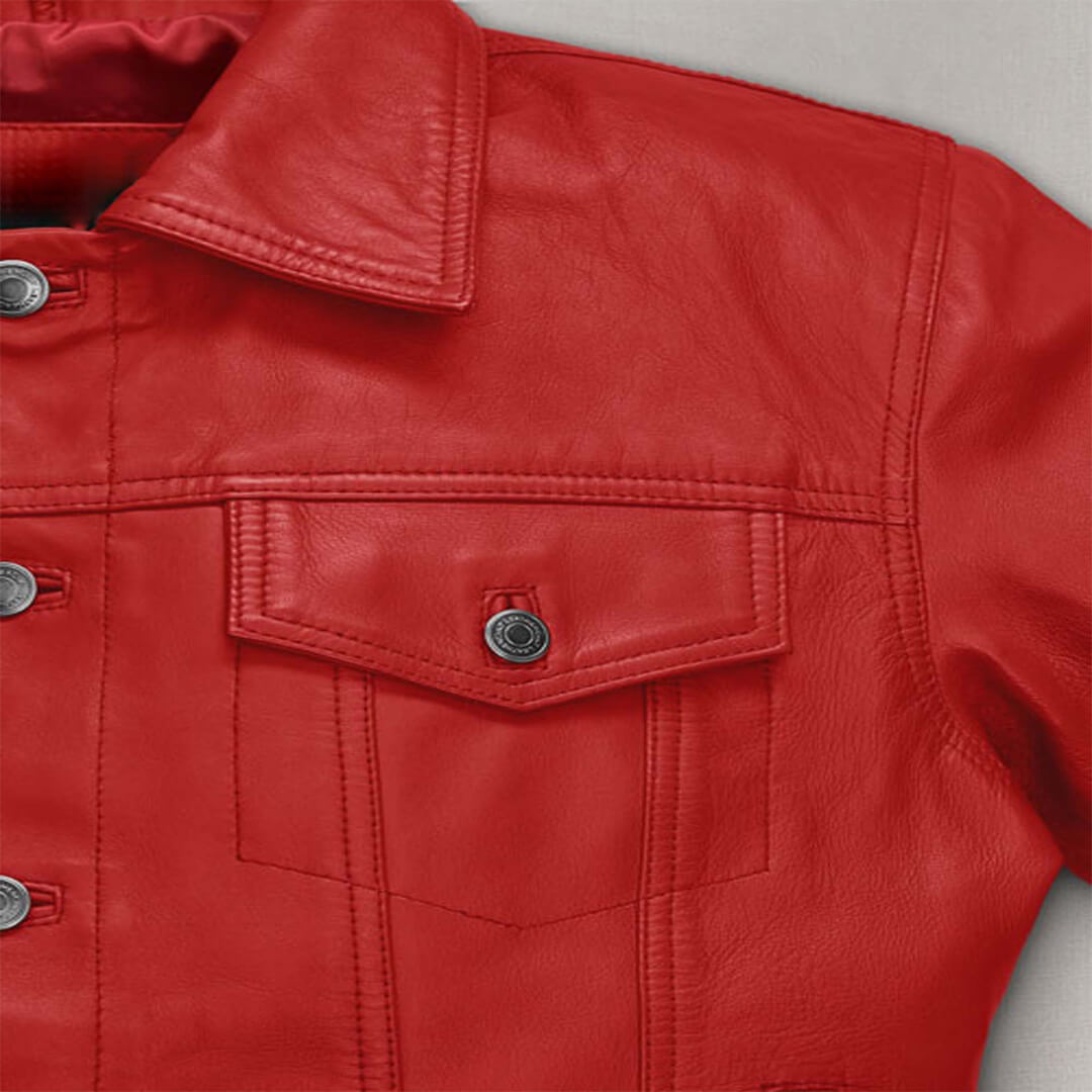 Supreme Trucker Red Leather Jacket – Leather Jacketss