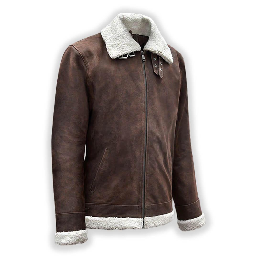 Arthur Vintage Brown Aviator Shearling Leather Bomber Jacket - Leather Jacketss