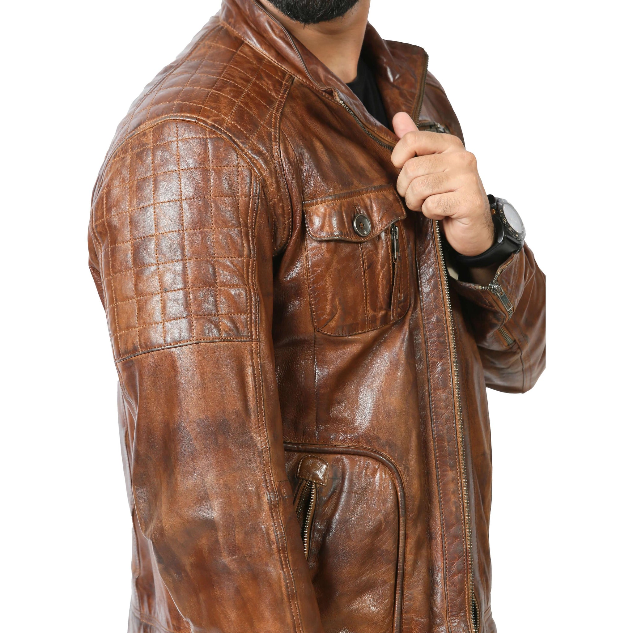 William Distressed Brown Leather Jacket - Leather Jacketss