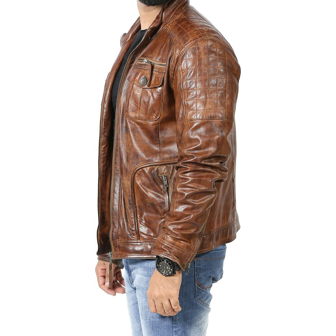 William Distressed Brown Leather Jacket - Leather Jacketss