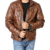 William Distressed Brown Leather Jacket - Leather Jacketss