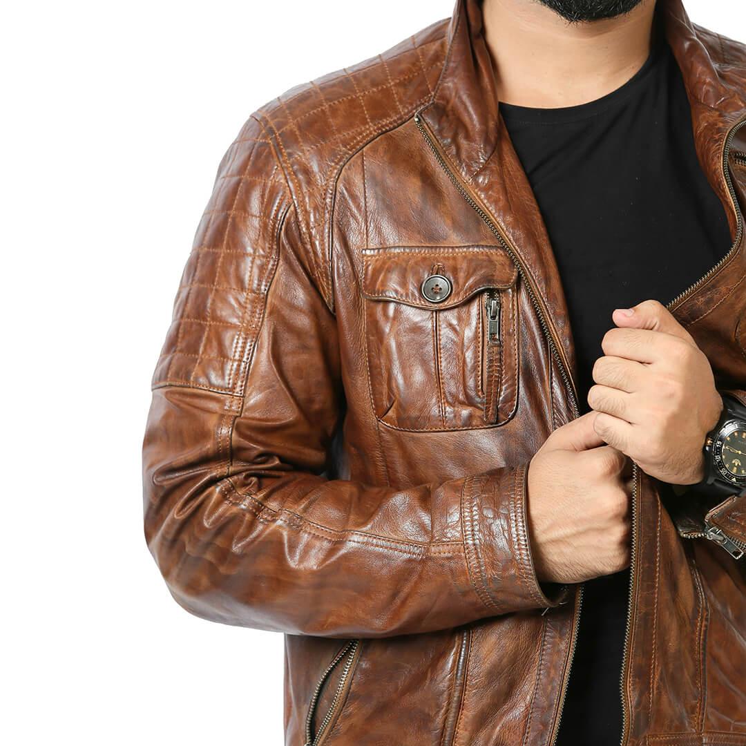 William Distressed Brown Leather Jacket - Leather Jacketss