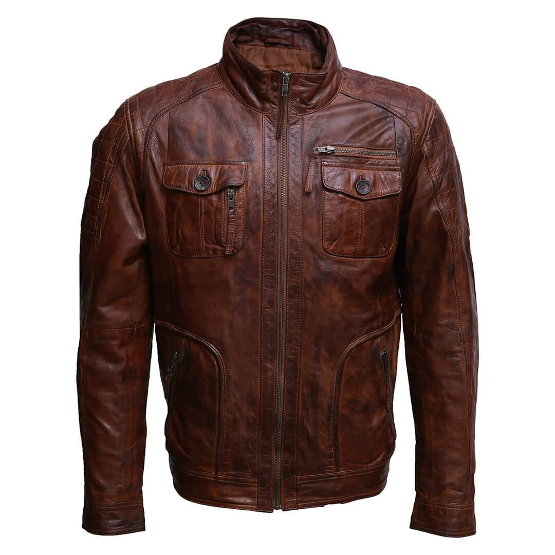 William Distressed Brown Leather Jacket - Leather Jacketss