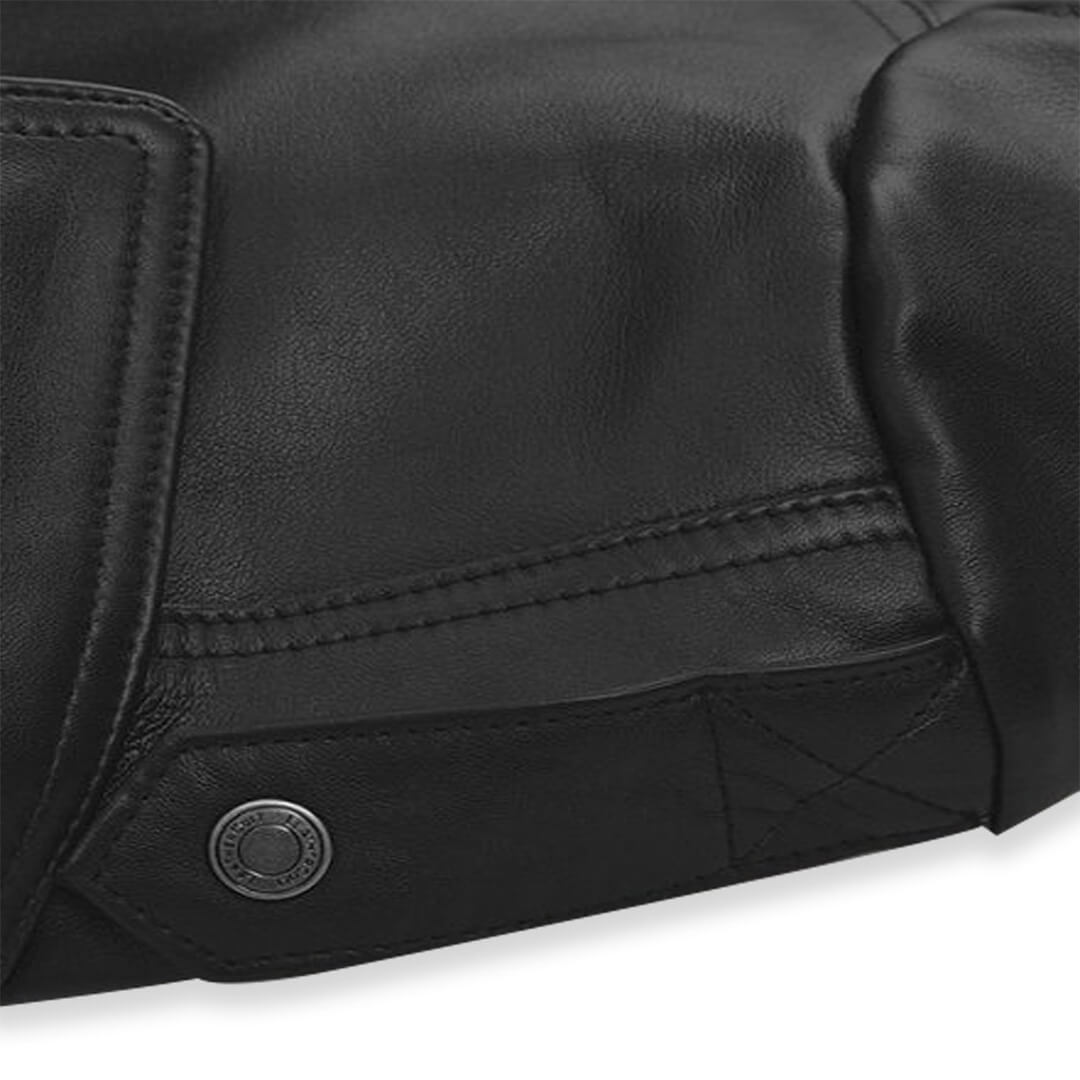 Scott Black Belted Leather Bomber Jacket - Leather Jacketss