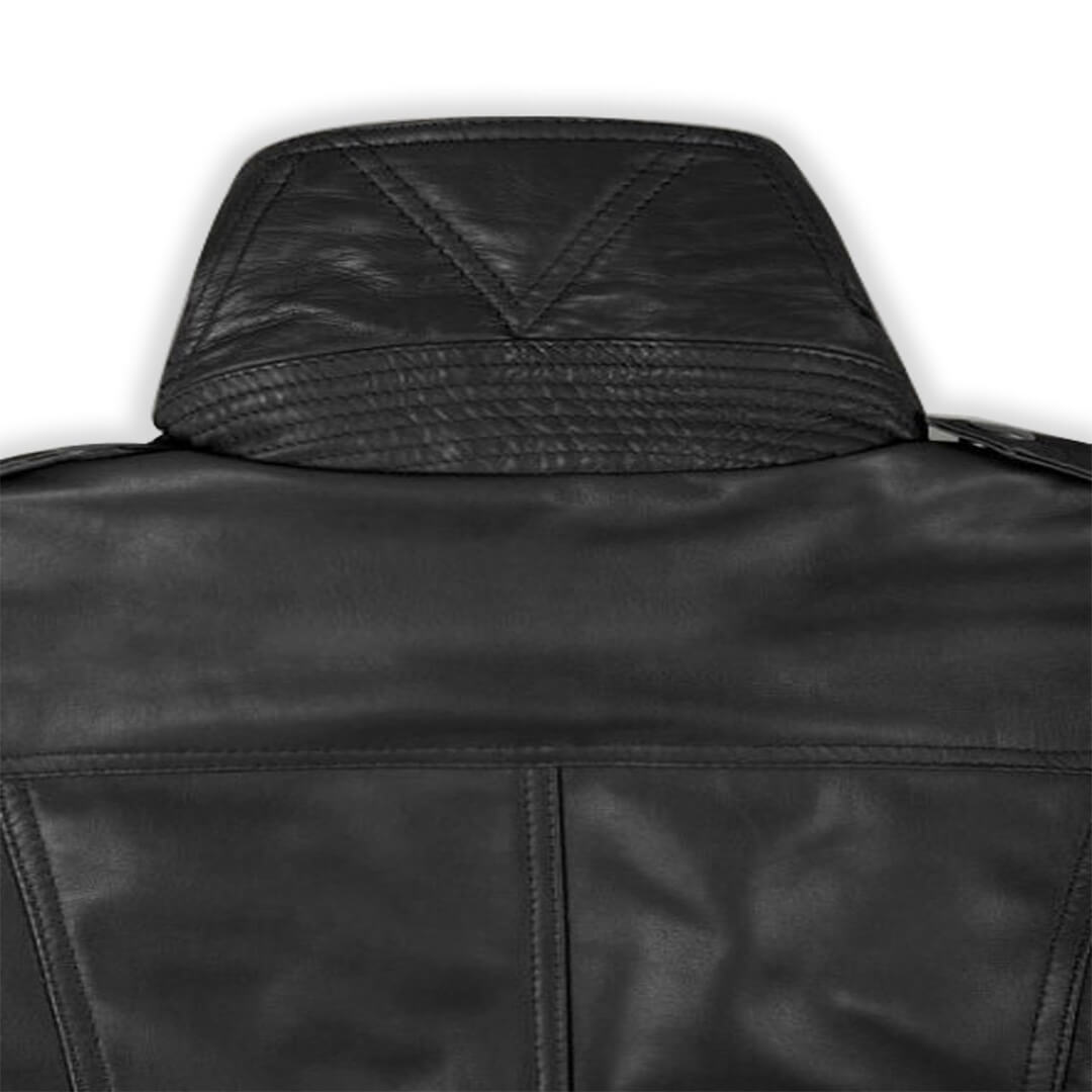 Scott Black Belted Leather Bomber Jacket - Leather Jacketss