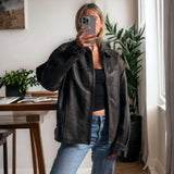 90's Womens Vintage Oversized Straight Jacket, ladies leather jacket, ladies biker jacket, bomber jacket, valentines day gift - Leather Jacketss