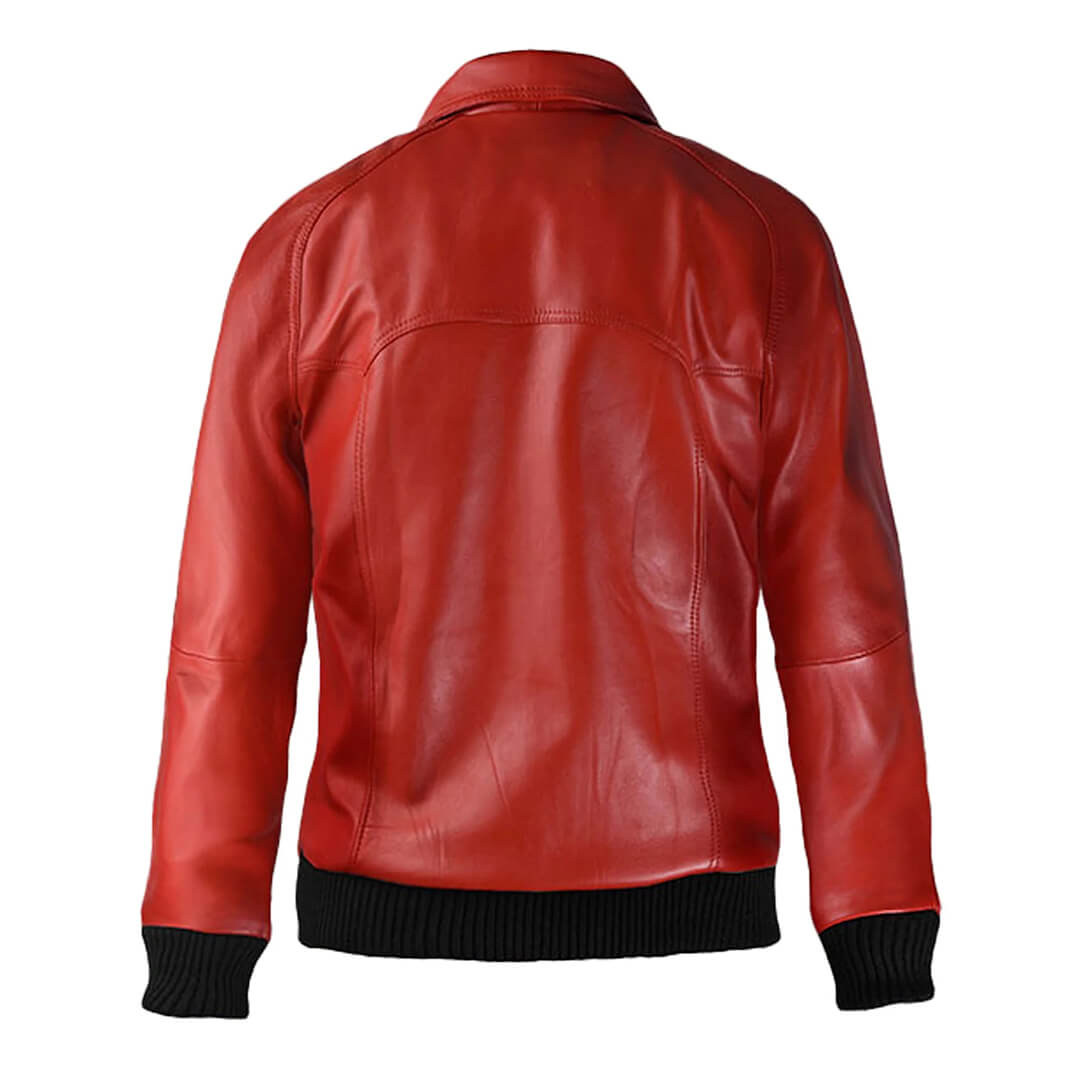 Alberto Red Leather Bomber Jacket - Leather Jacketss